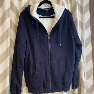 Michael Kors Faux Shearling lined Hoodie - blue XL